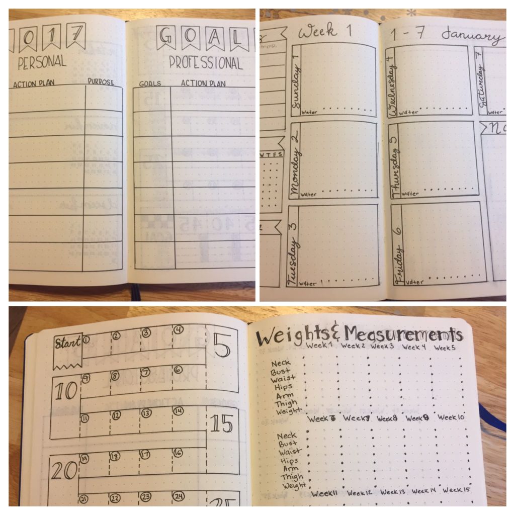 bullet journal weight loss layout tracker collection