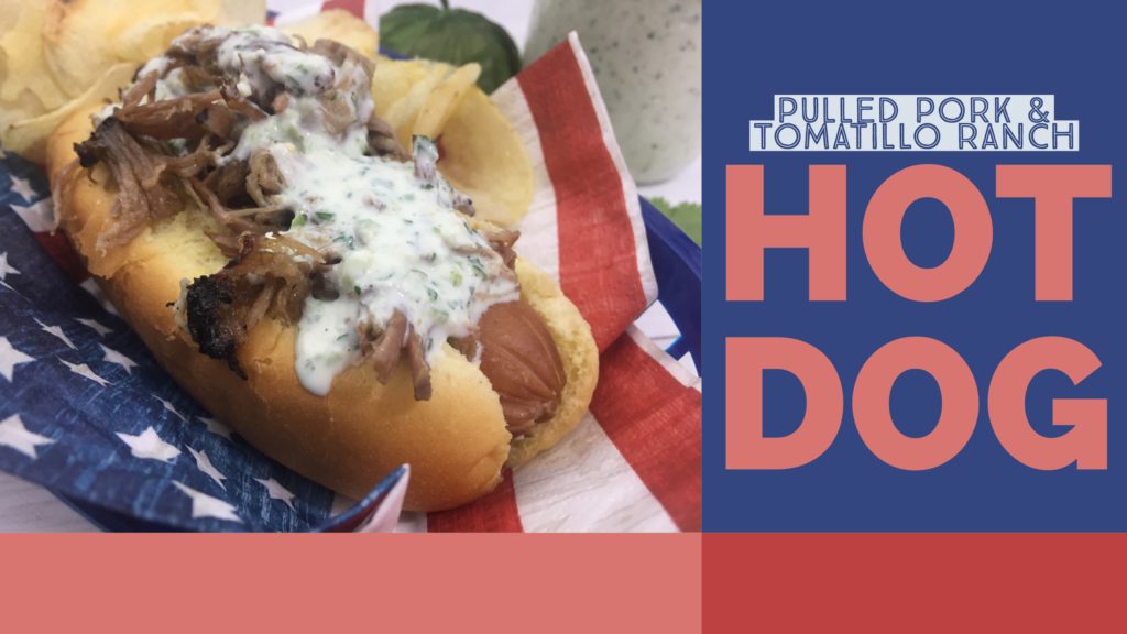 Pulled Pork and Tomatillo Hot Dog