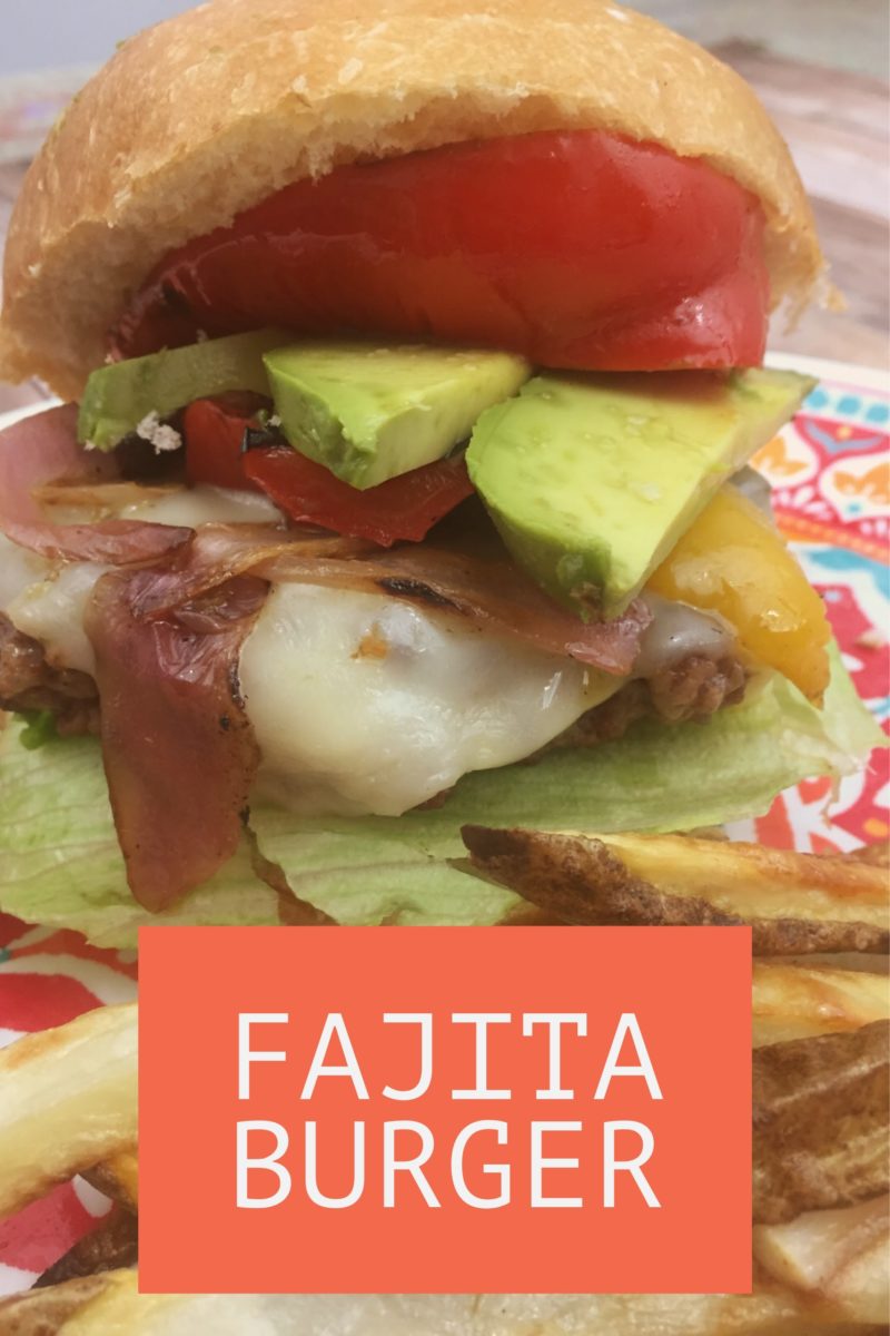 Fajita Burger with Avocado Cream and Crispy Jalapenos