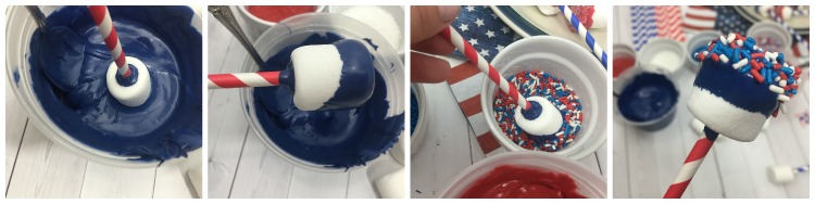 These Independence Day Marshmallow Pops are quick and easy to make. A great activity for kids of all ages and a perfect addition to your 4th of July festivities.