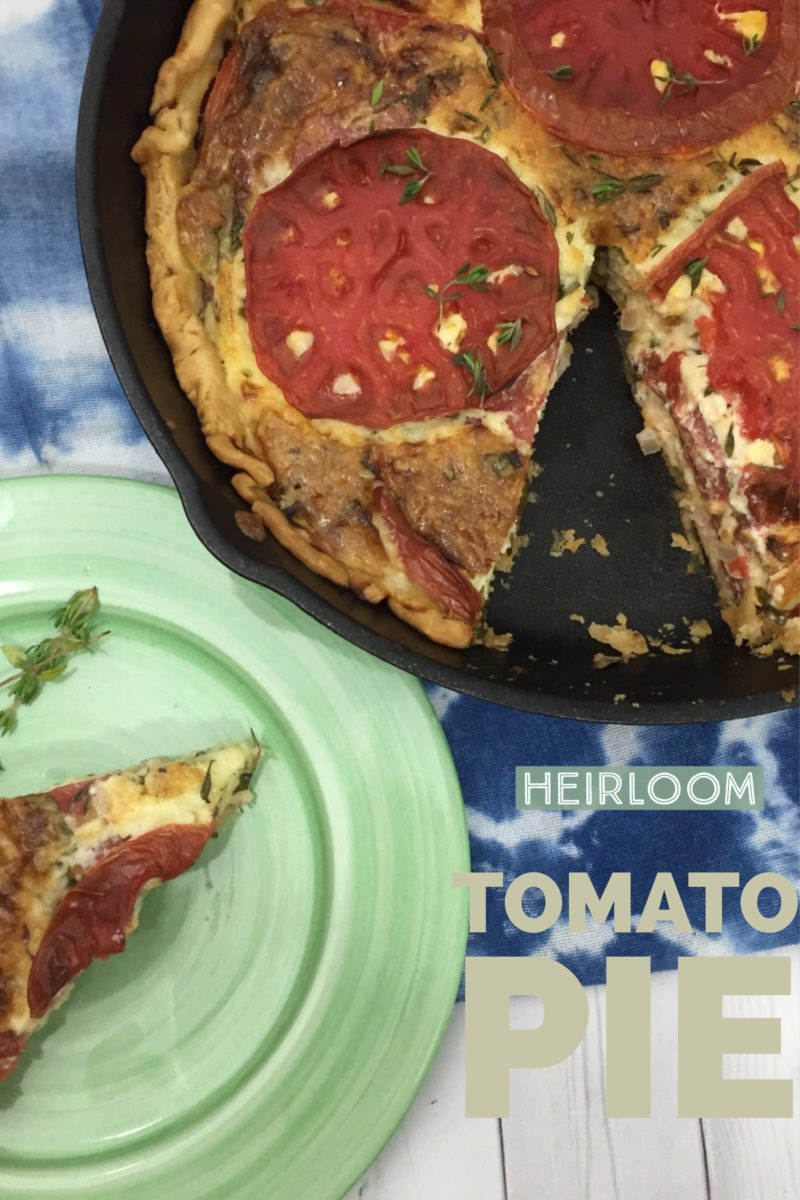 Delicious tomato pie using heirloom tomatoes fresh from the garden or farmers market. 