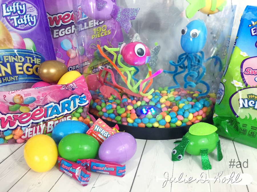 DIY Easter Fish Tank - Use Plastic Easter Eggs and Easter Candy to create this fun alternative to an Easter Basket