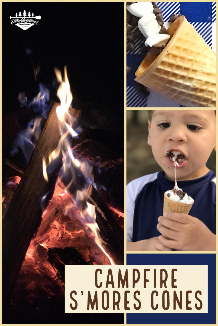 Campfire s'mores cones make a great alternative to traditional s'mores and are easier for tiny hands to handle.