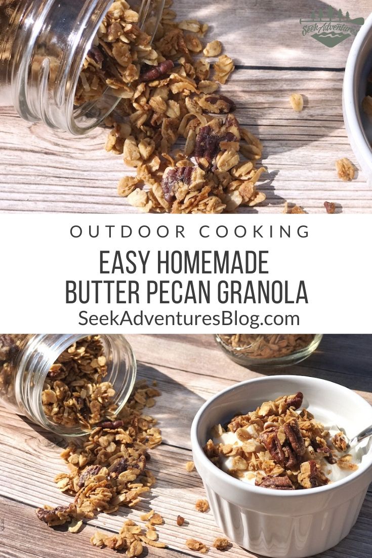 This easy homemade butter pecan granola is crunchy, slightly sweet and oh, so good! It's easy to make and it will soon be your new favorite granola recipe.