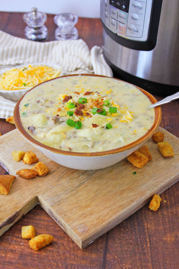 Instant Pot Bacon Cheeseburger Soup Camping Meals