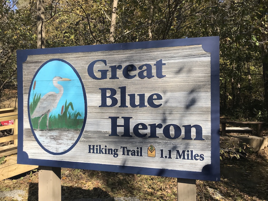 Great blue heron trail head sign.
