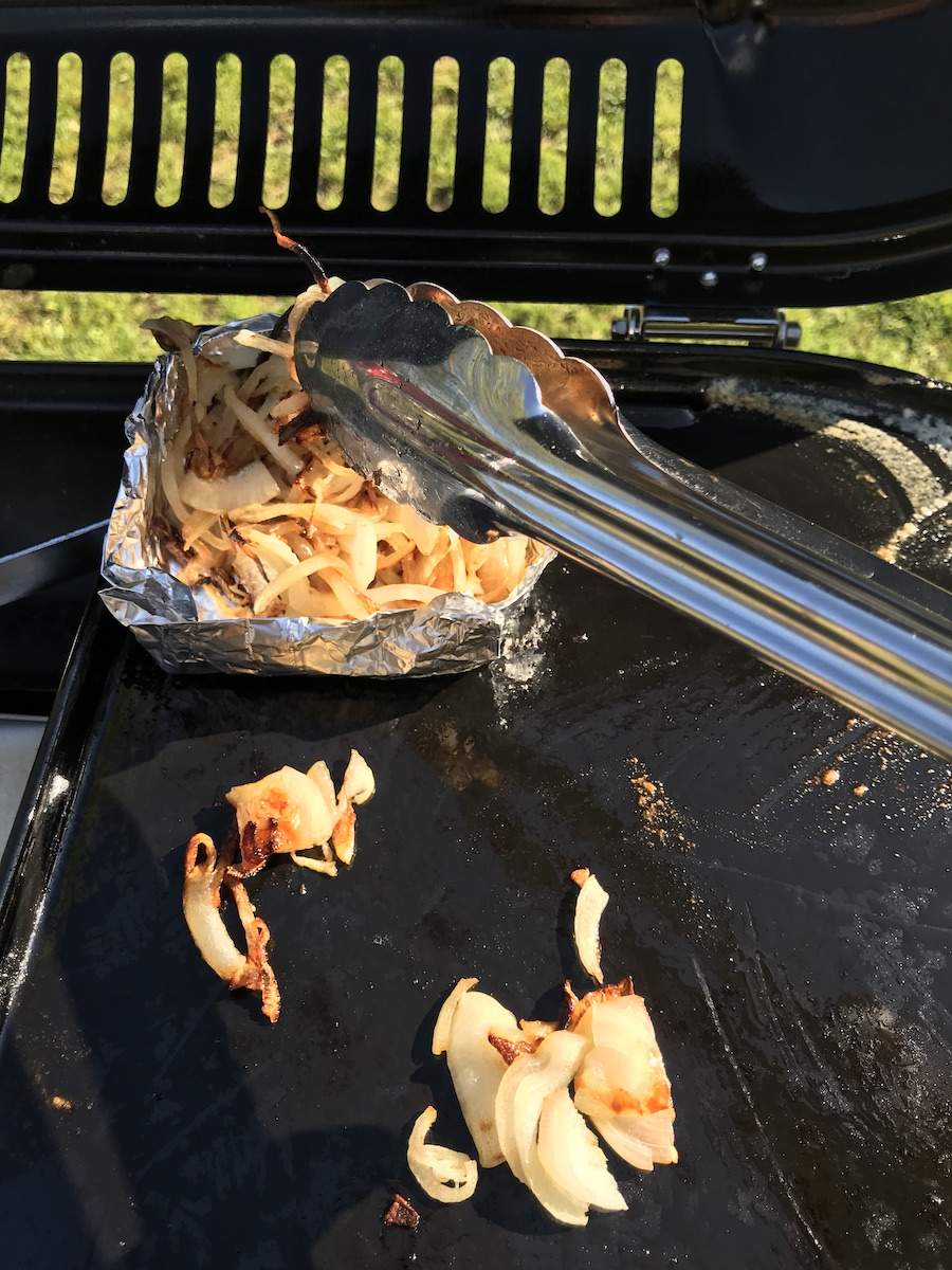 a little foil boat to hold grilled onions