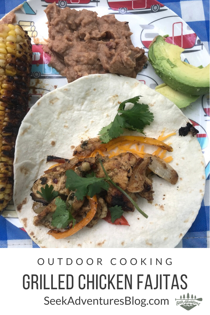 These Grilled Chicken Fajitas are expertly seasoned with a tasty marinade. These fajitas will cook in just a few minutes so you can get dinner on the table fast and feed your hungry crew. When it comes to camp cooking I look for meals that are quick, tasty and filling and that require very little effort when I get to the campground. These Grilled Chicken Fajitas can be prepped before you head to the campground and cooked quickly when you arrive.